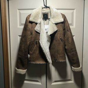 Fax suede zip up jacket